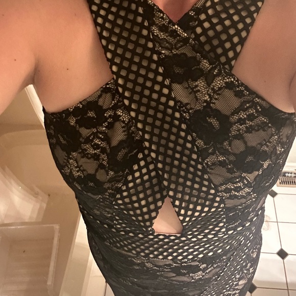 bebe Alexia Lace Peakaboo Halter Dress - Picture 3 of 8